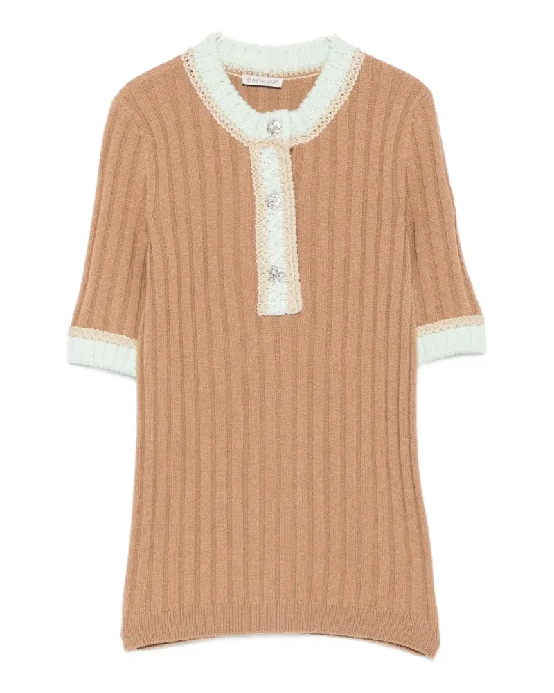 Moncler crystal-embellished short-sleeve sweater - Braun Braun