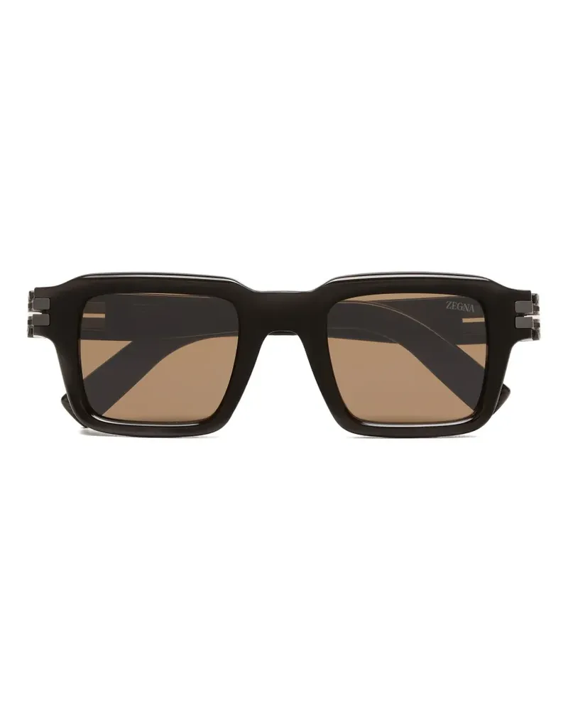 Ermenegildo Zegna Sonnenbrille mit eckigem Gestell - Braun Braun