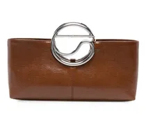 lizard-effect clutch bag - Braun