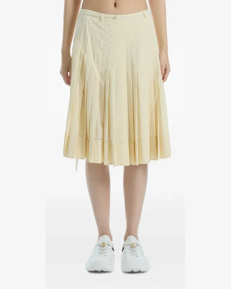 LOW CLASSIC pleated belted midi skirt - Gelb Gelb