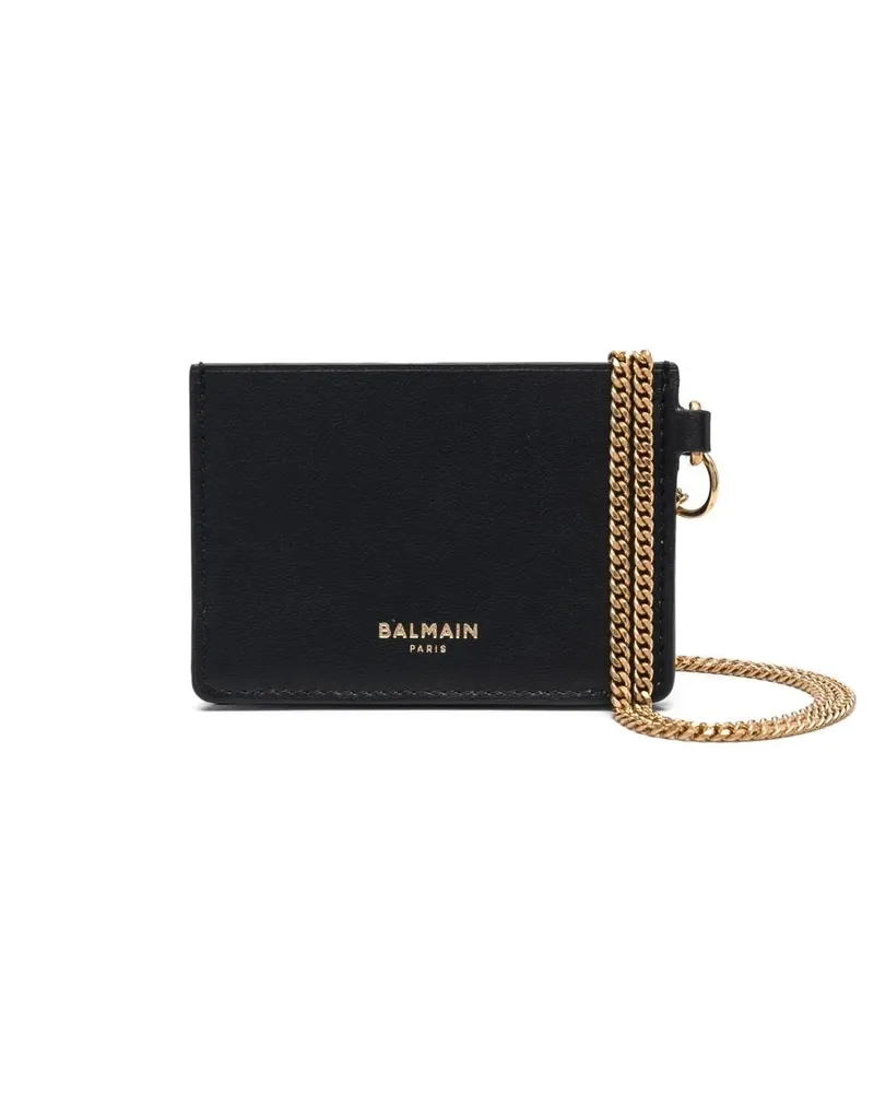 Balmain Portemonnaie mit Logo-Schild - Schwarz Schwarz