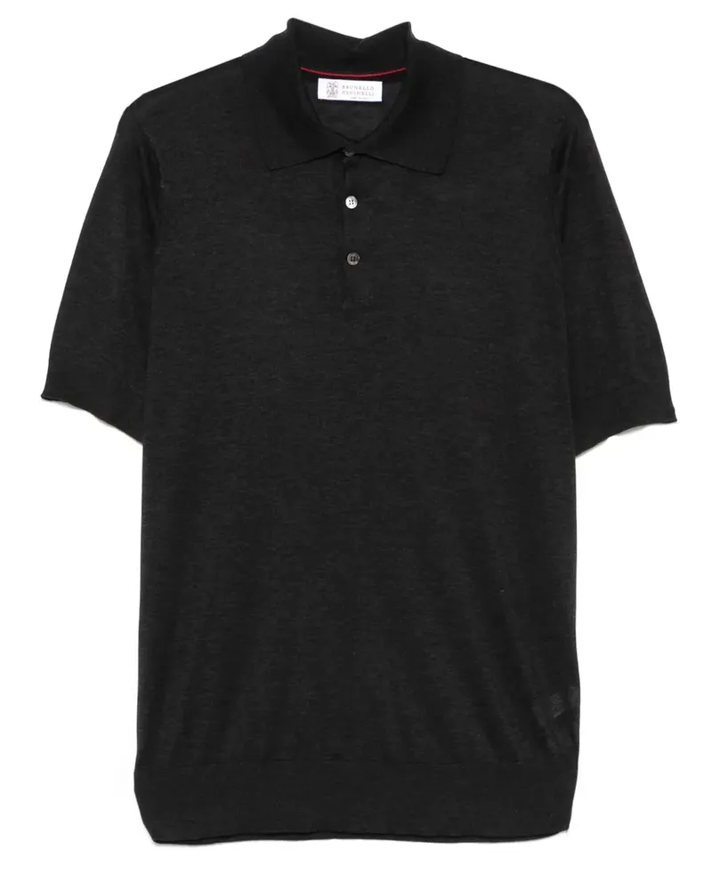 Brunello Cucinelli Fein gestricktes Poloshirt - Grau Grau