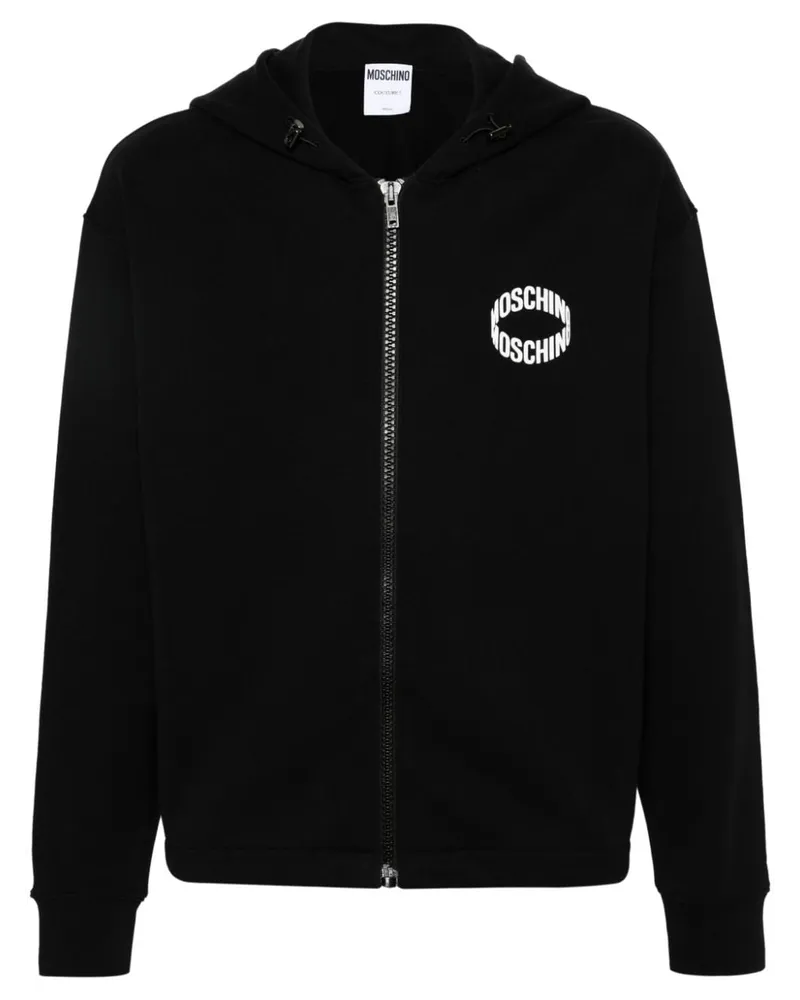 Moschino Kapuzenjacke mit Logo-Applikation Schwarz