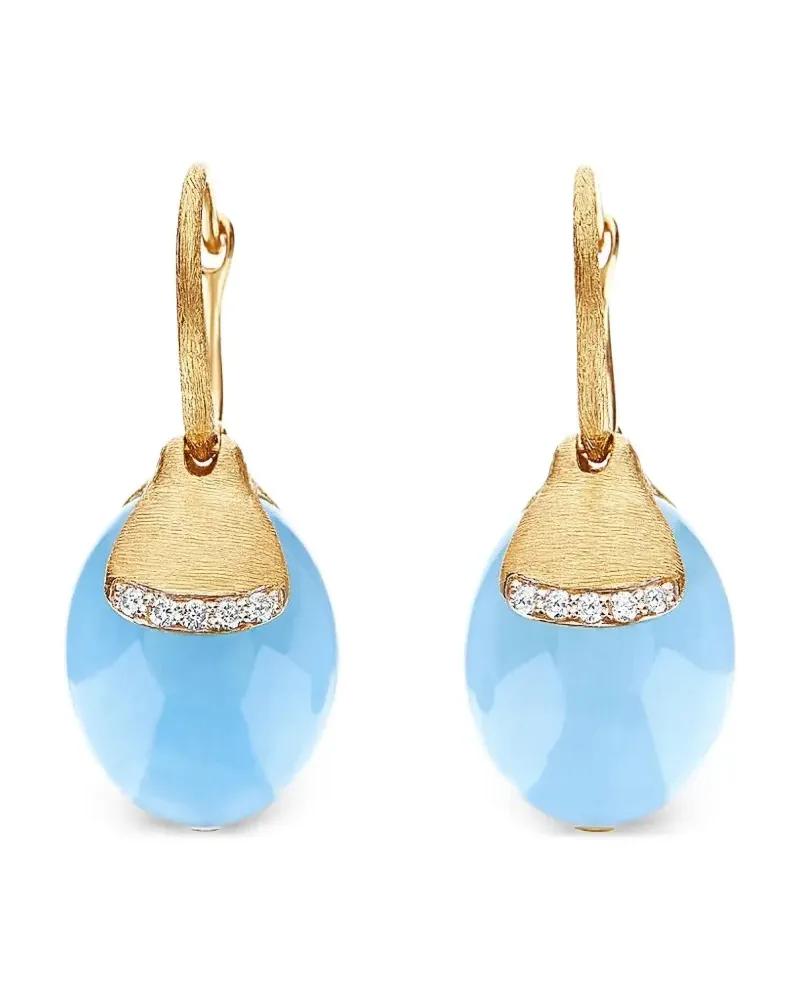 NANIS 18kt Gelbgold-Hängeohrringe mit Aquamarin und Diamanten Gold