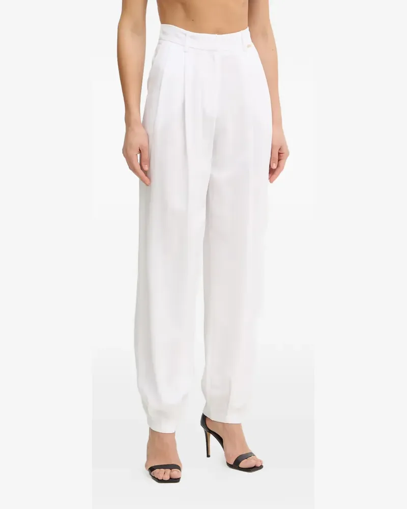 Fracomina Bundfaltenhose mit Logo-Schild - Weiß Weiß
