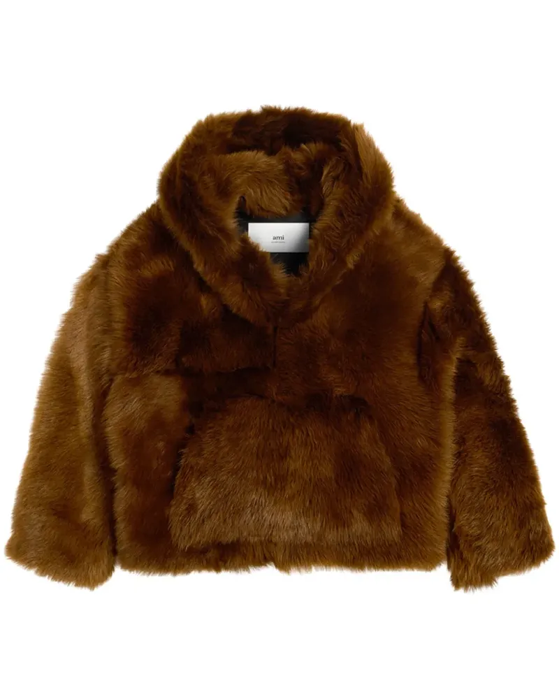 AMI Paris Kapuzenjacke aus Shearling - Braun Braun