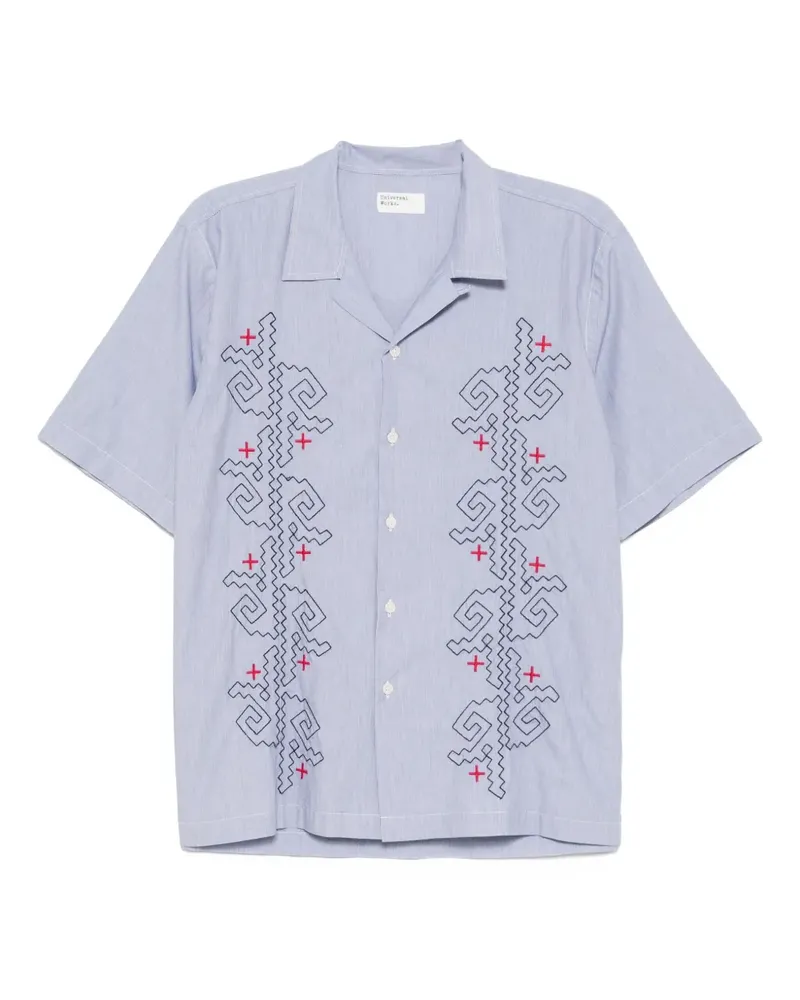 Universal Works Besticktes Hemd - Blau Blau
