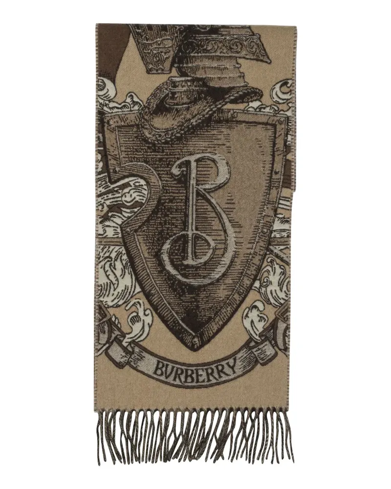 Burberry fringed logo-detail cashmere scarf - Nude Nude
