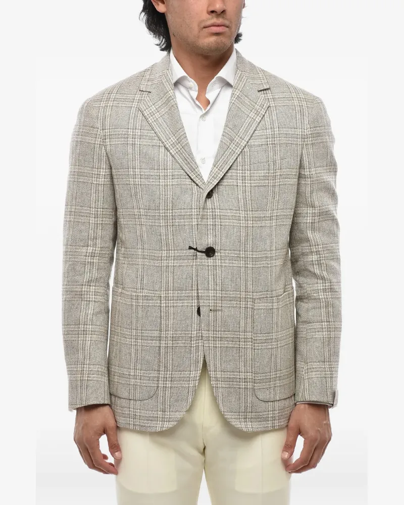 Corneliani check-pattern blazer - Nude Nude
