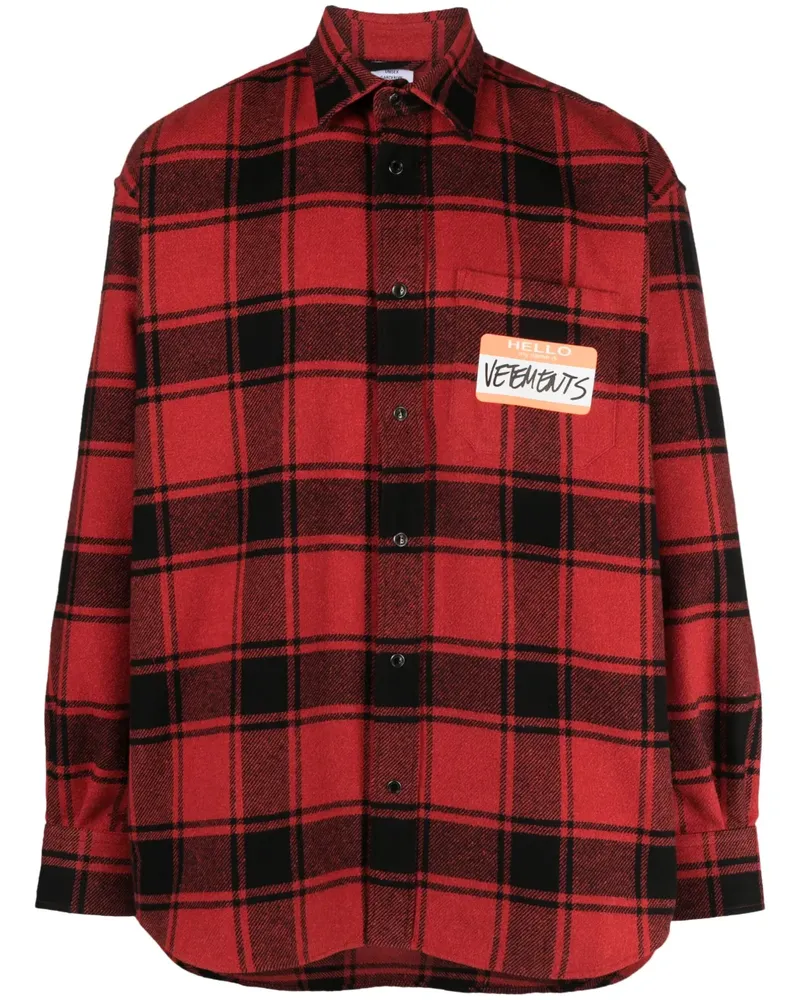 VETEMENTS Hello My Name Is Hemd - Rot Rot
