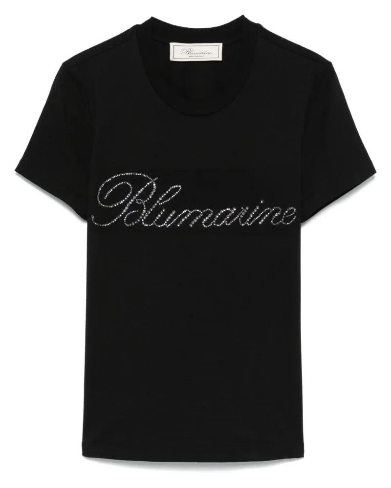 Blumarine T-Shirt mit Strass-Logo - Schwarz Schwarz