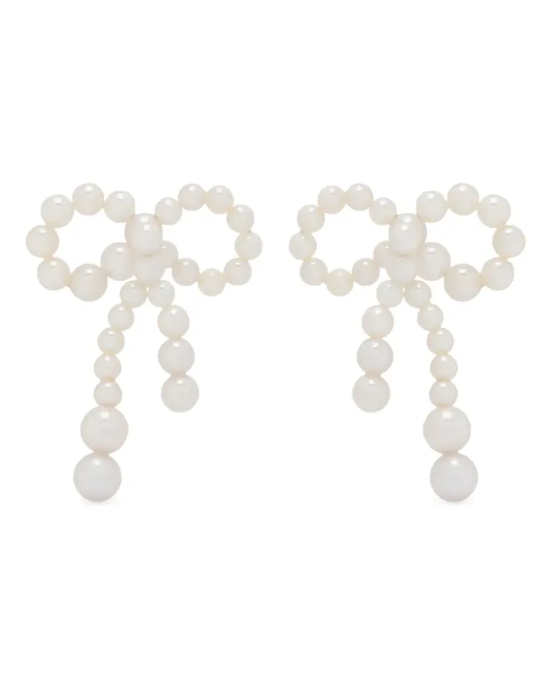 Sophie Bille Brahe 14kt Rosette de Perles Gelbgoldohrringe - Weiß Weiß