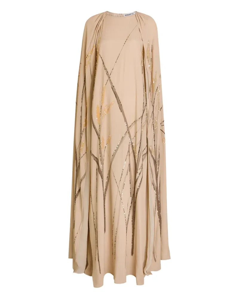 BERNADETTE embroidered cape dress - Nude Nude
