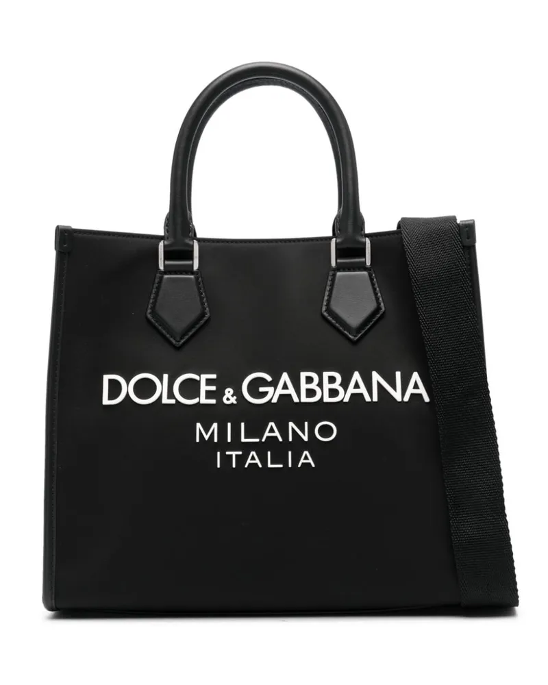 Dolce & Gabbana Canvas-Handtasche mit Logo-Prägung - Schwarz Schwarz