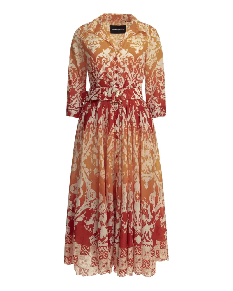 Samantha Sung belted ombré-effect midi dress - Orange Orange