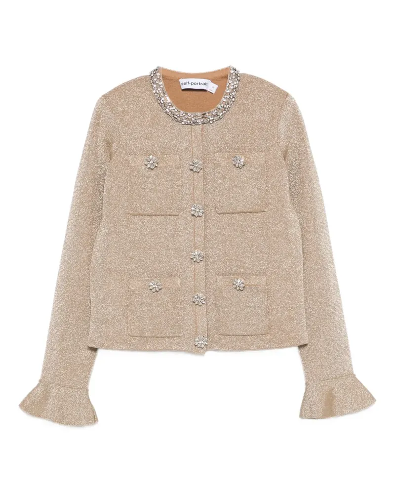 Self-Portrait crystal-embellished jacket - Gold Gold
