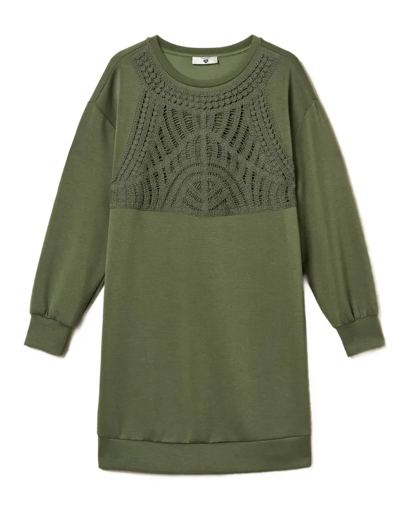 Twin-Set Short scuba dress with crochet detail - Grün Grün