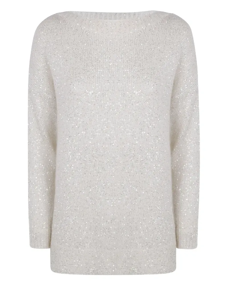 D.EXTERIOR Pullover mit Pailletten - Weiß Weiß