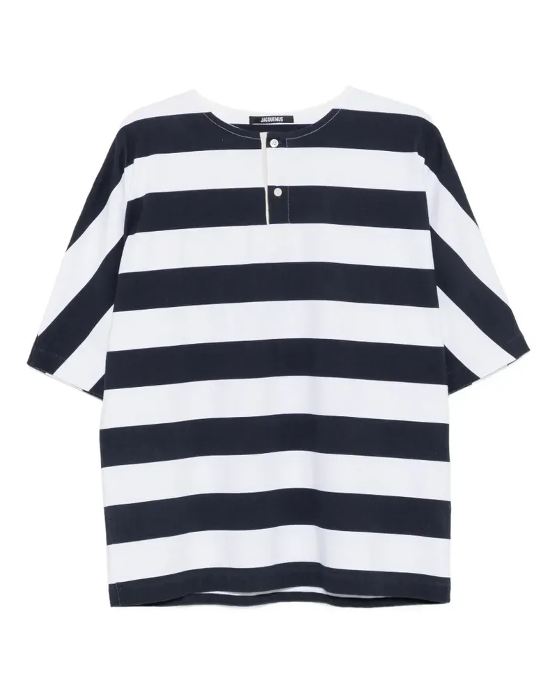 Jacquemus striped short-sleeve polo shirt - Weiß Weiß