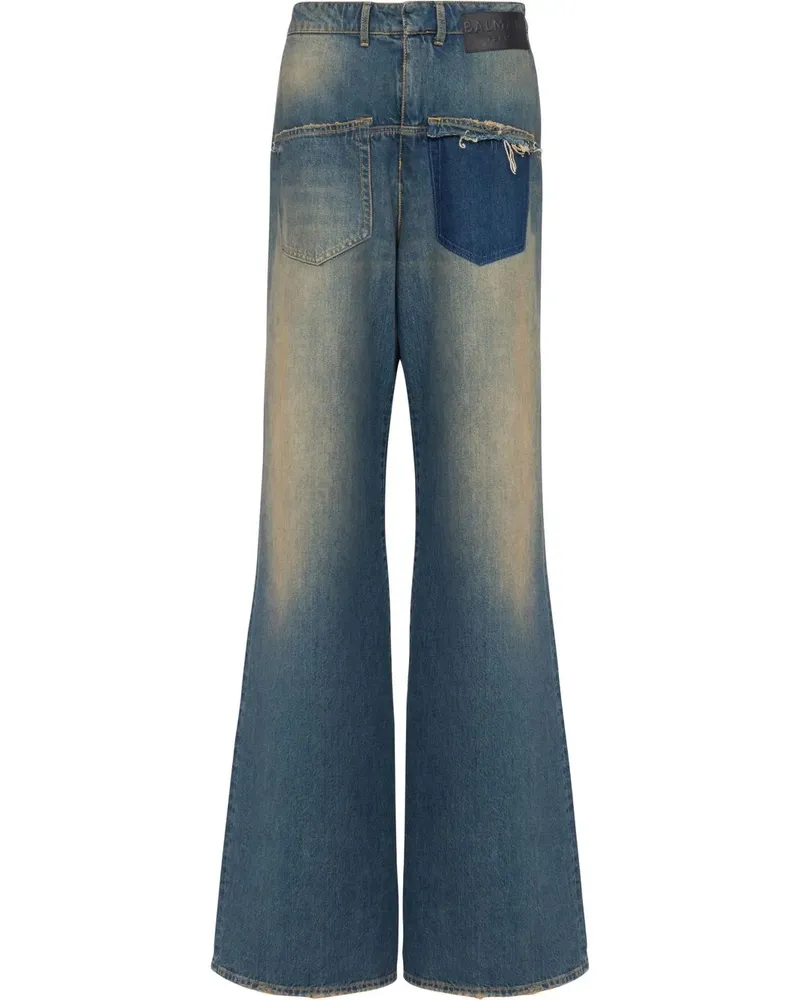 Balmain Schlagjeans mit hohem Bund - Blau Blau
