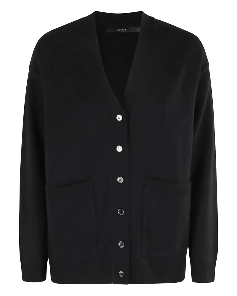Seventy Cardigan mit aufgesetzten Taschen - Schwarz Schwarz