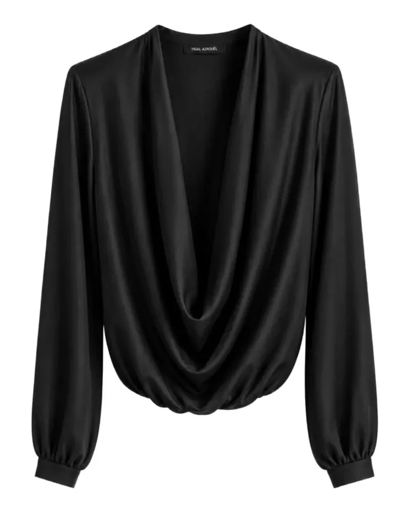 Yigal Azrouel Victoria Bluse mit Wasserfallkragen - Schwarz Schwarz