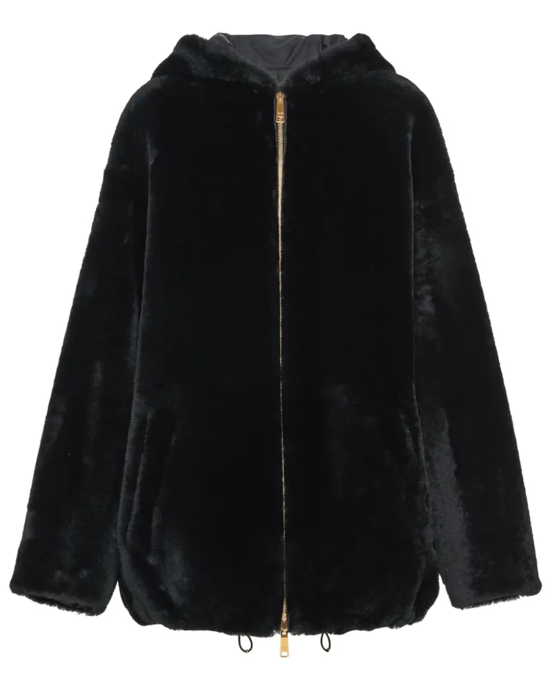 Prada Wendbare Jacke aus Shearling - Schwarz Schwarz