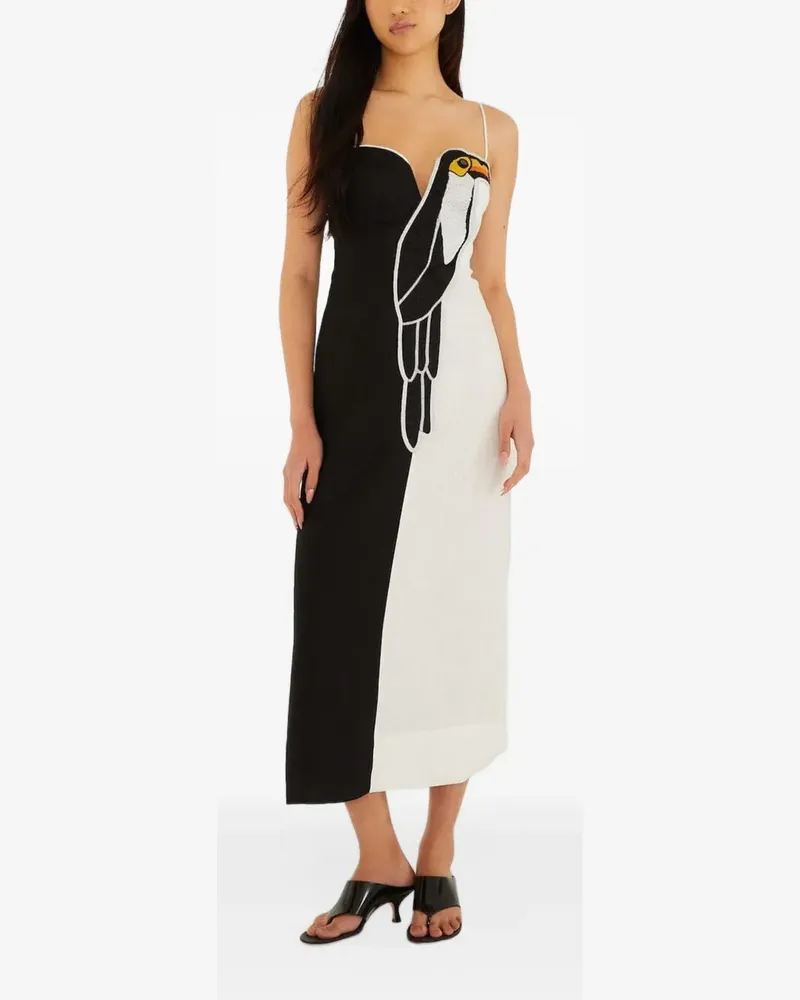 FARM Rio Kleid mit Tukan-Applikation - Schwarz Schwarz