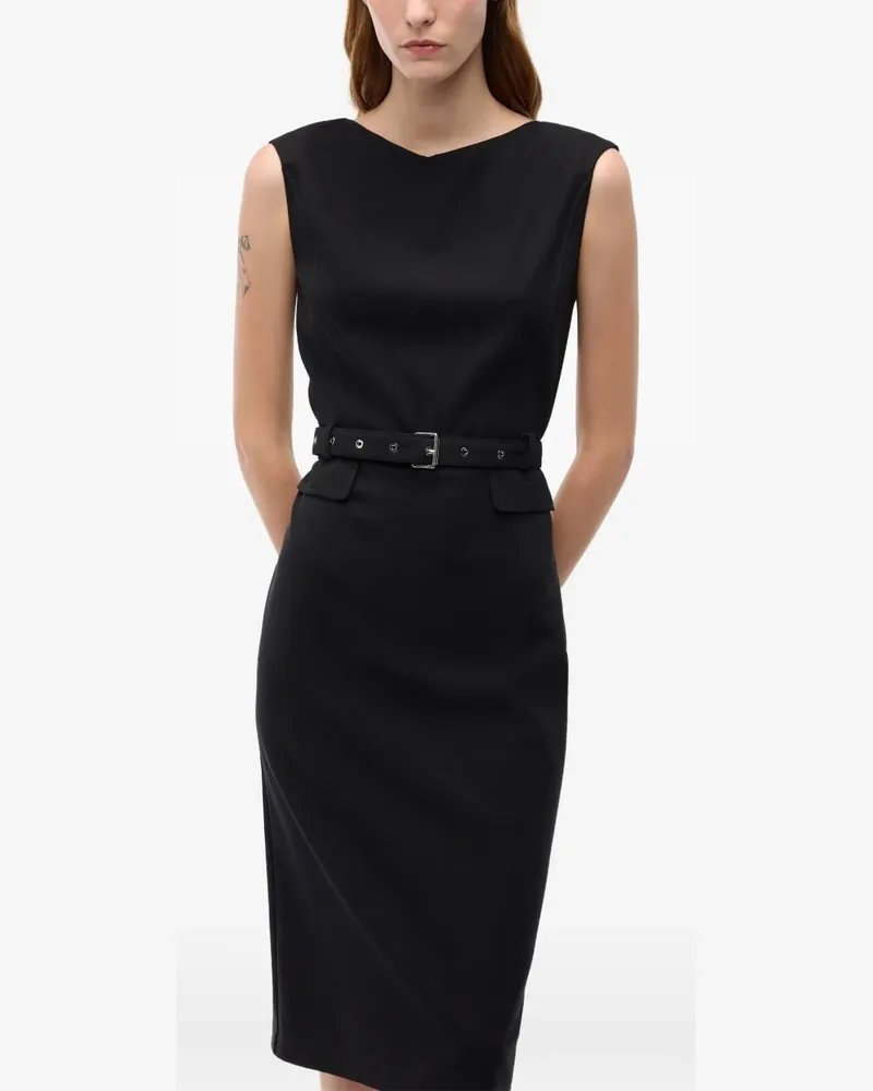 Pinko Ärmelloses Kleid mit Gürtel - Schwarz Schwarz