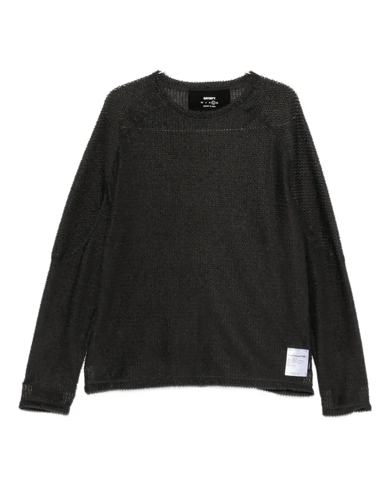 Satisfy waffle-knit raglan-sleeve sweater - Schwarz Schwarz