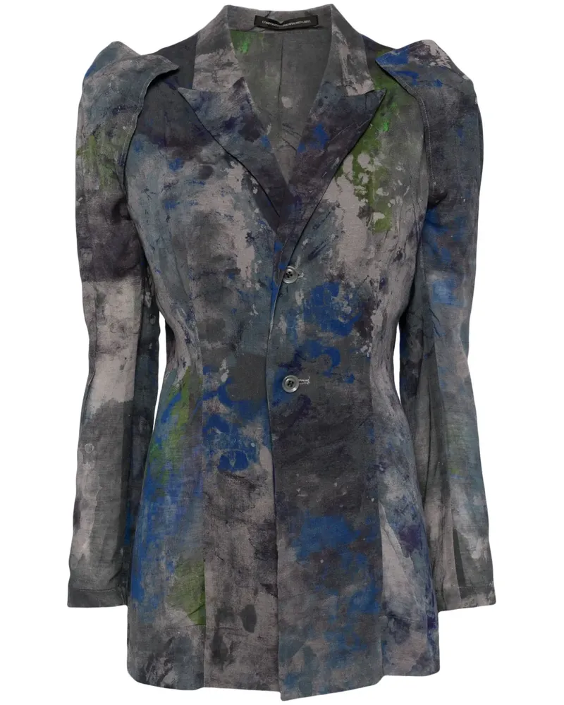 Yohji Yamamoto Blazer mit abstraktem Print - Grau Grau