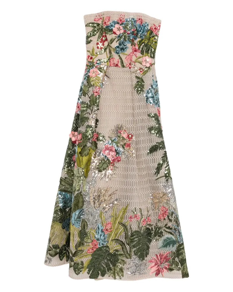 Elie Saab Mittellanges Tüllkleid - Nude Nude