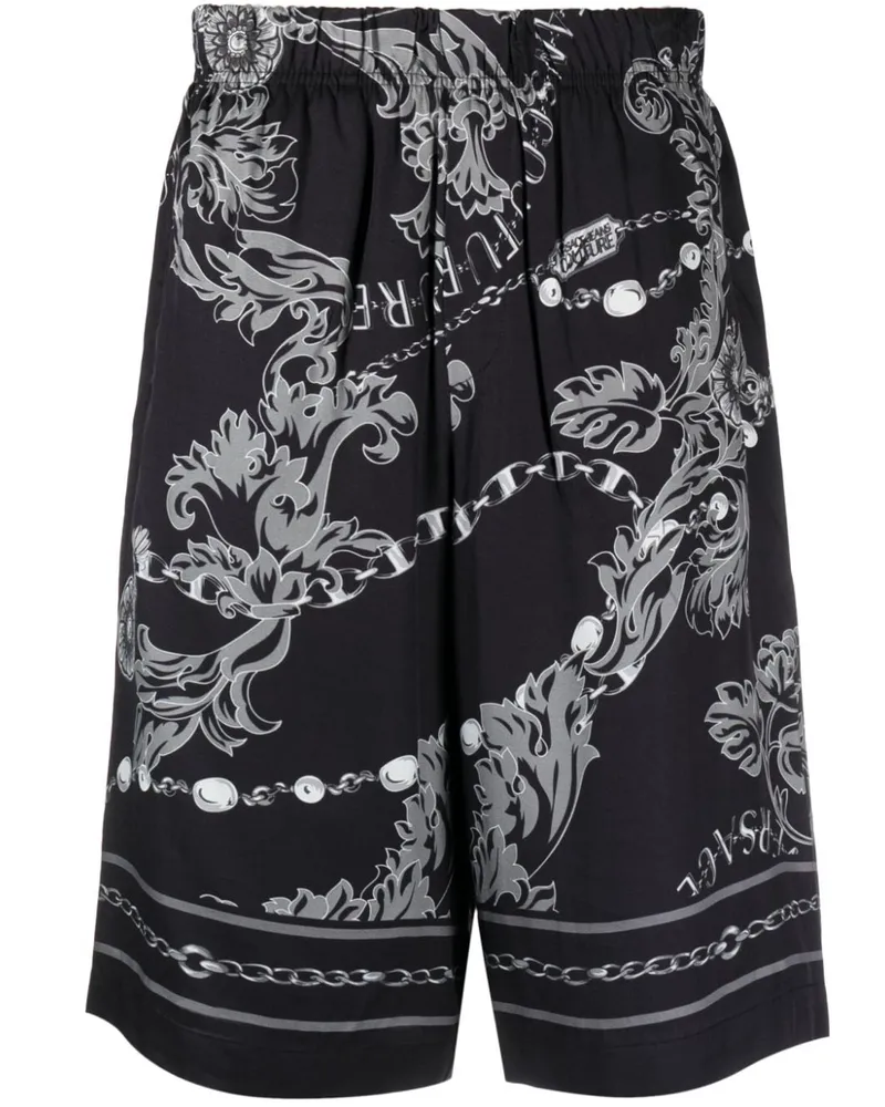 Versace Jeans Shorts mit Barocco-Print Schwarz