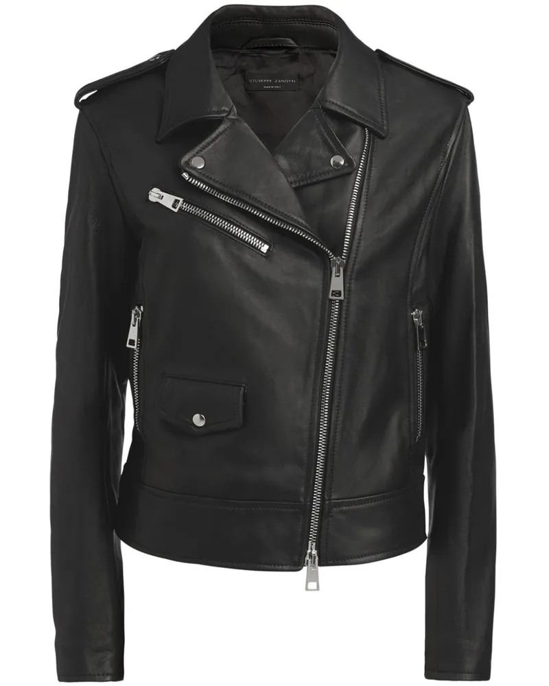 Giuseppe Zanotti Bikerjacke mit fallendem Revers Schwarz