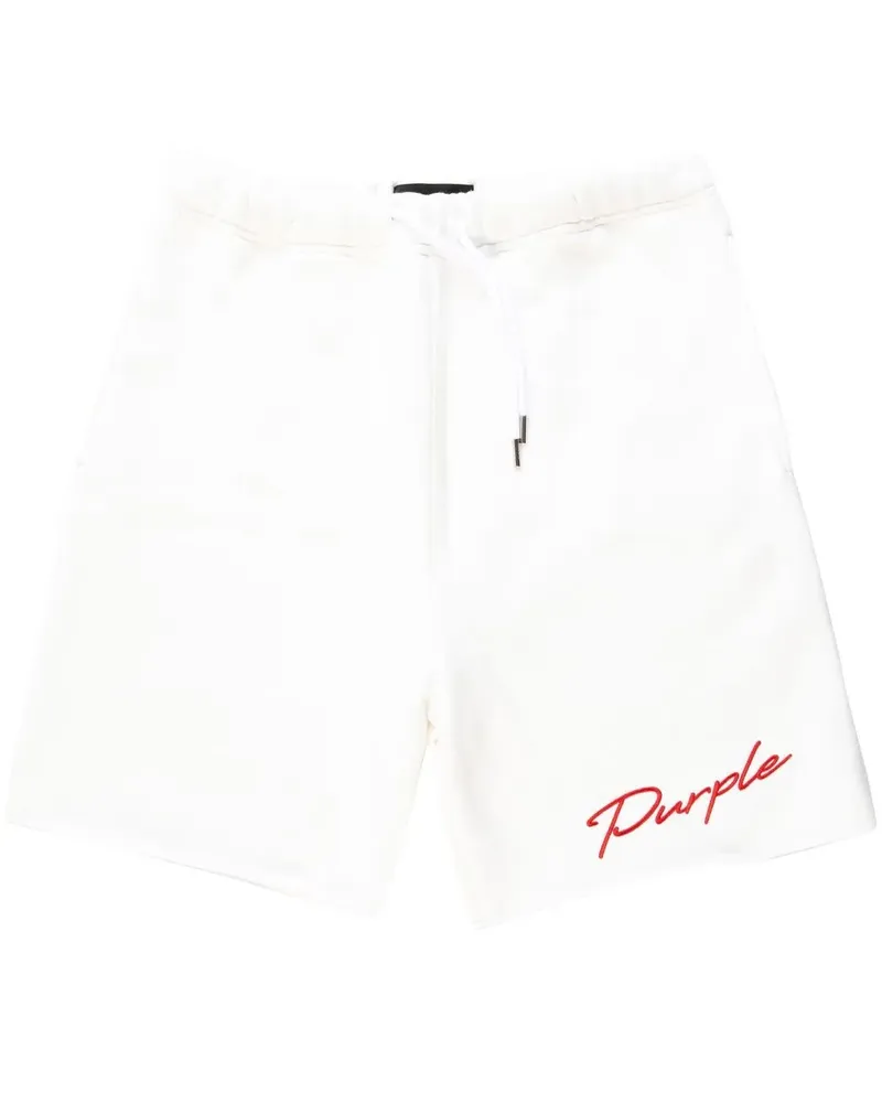PURPLE BRAND Joggingshorts mit Logo-Stickerei - Weiß Weiß