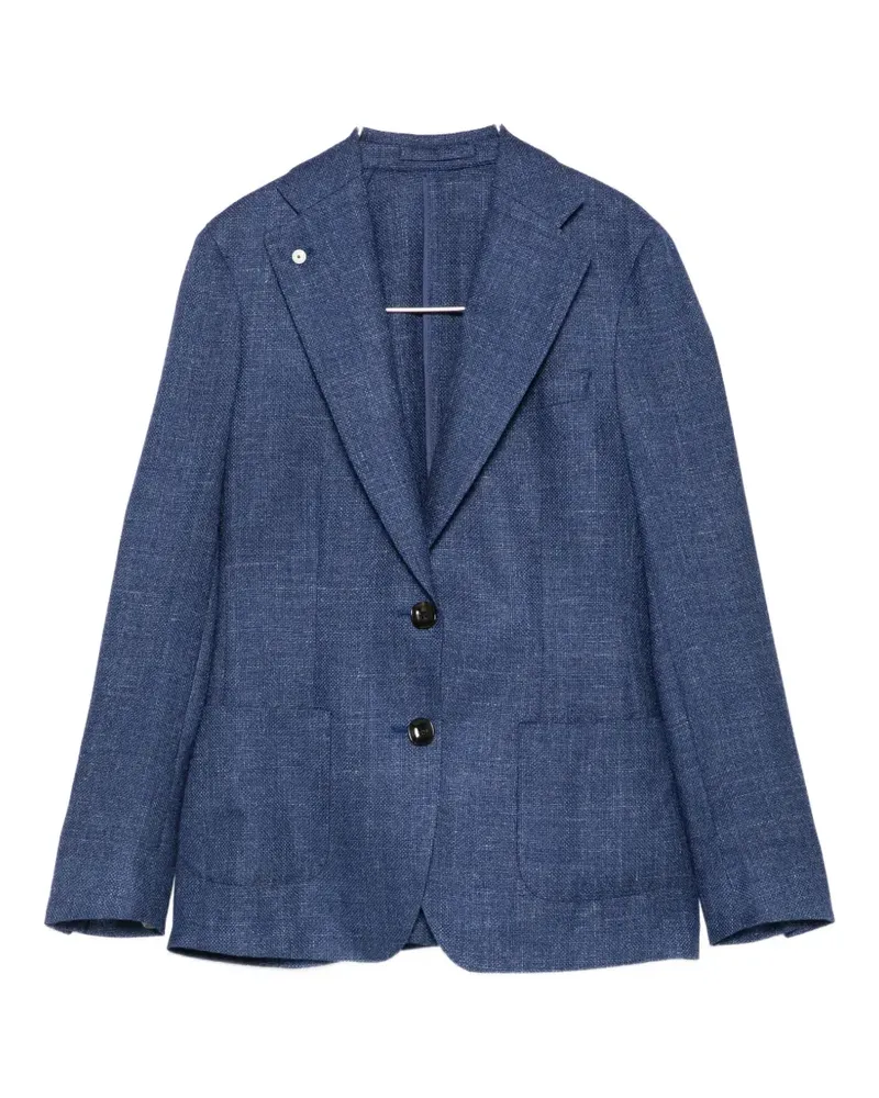 Luigi Bianchi Mantova marl-effect patch-pocket blazer - Blau Blau