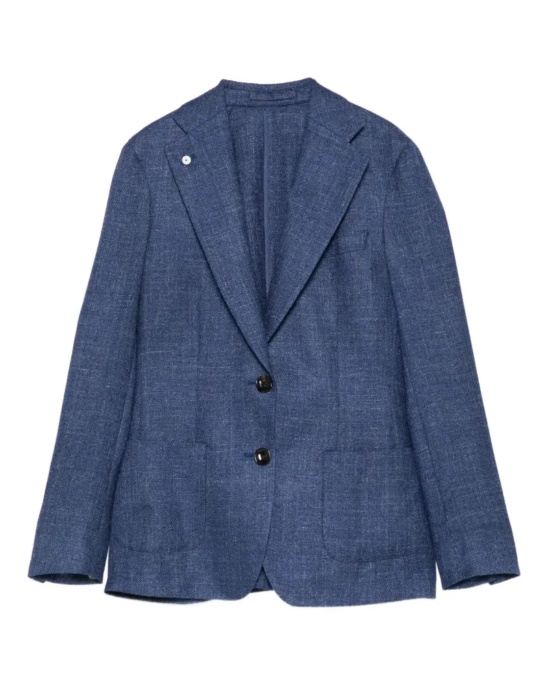 Luigi Bianchi Mantova marl-effect patch-pocket blazer - Blau Blau