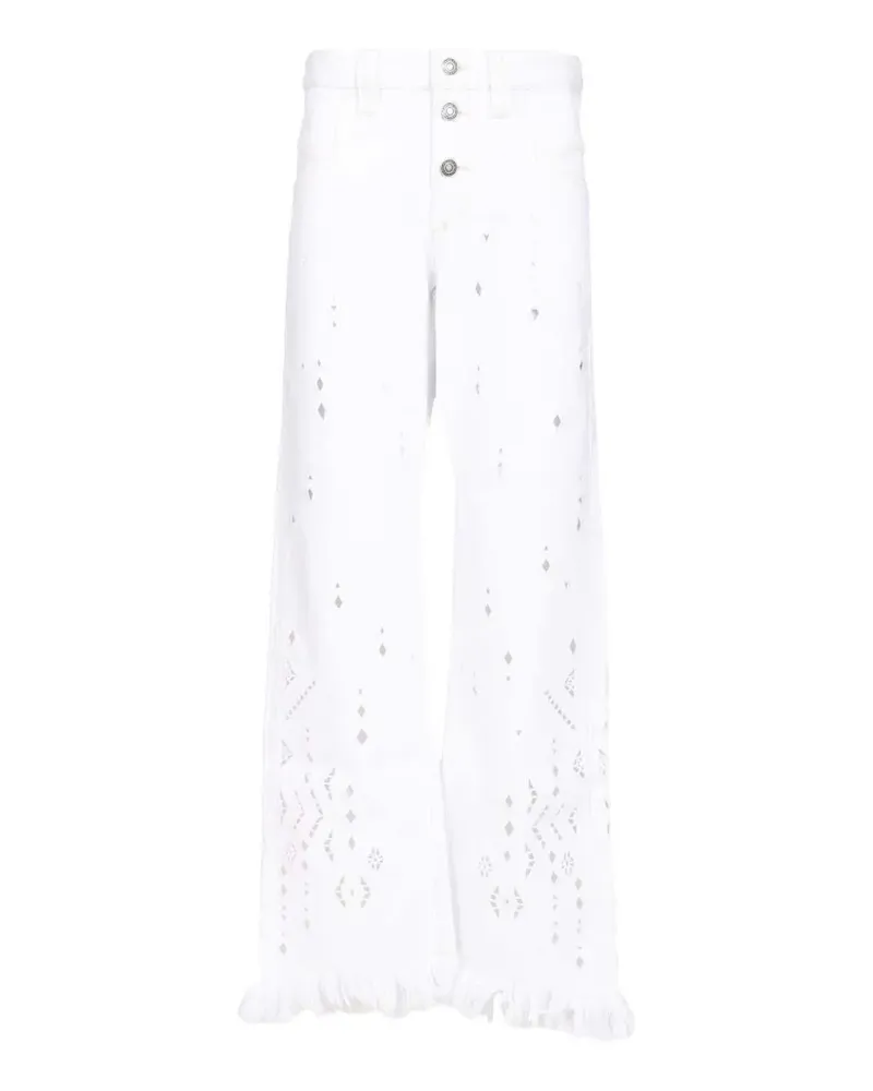 Isabel Marant broderie anglaise frayed trousers - Weiß Weiß