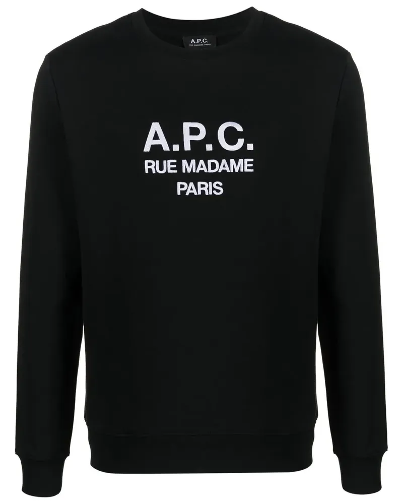 A.P.C. Sweatshirt mit Logo-Stickerei - Schwarz Schwarz