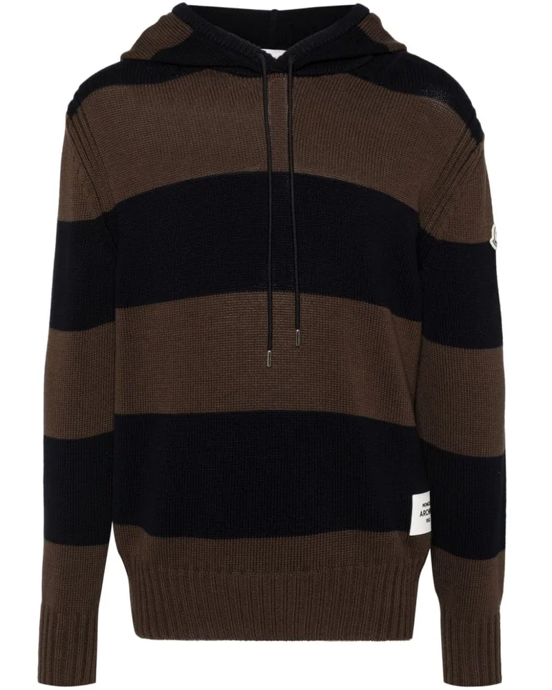Moncler Gestreifter Hoodie Blau