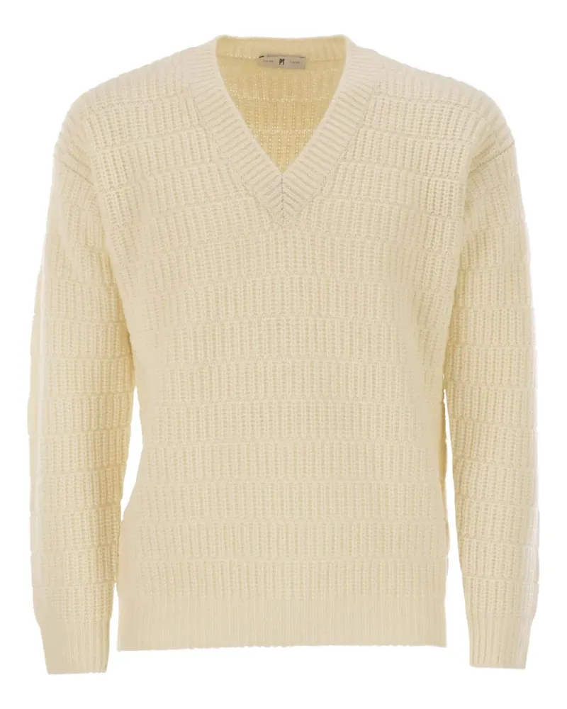 PT TORINO Pullover mit geometrischem V-Ausschnitt - Nude Nude