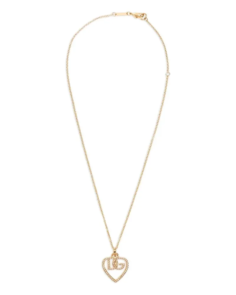 Dolce & Gabbana rhinestone-embellished heart-pendant necklace - Gold Gold