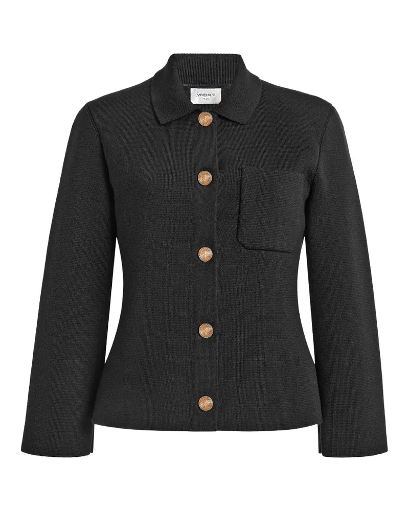 Saint Laurent Cardigan mit Polokragen - Schwarz Schwarz