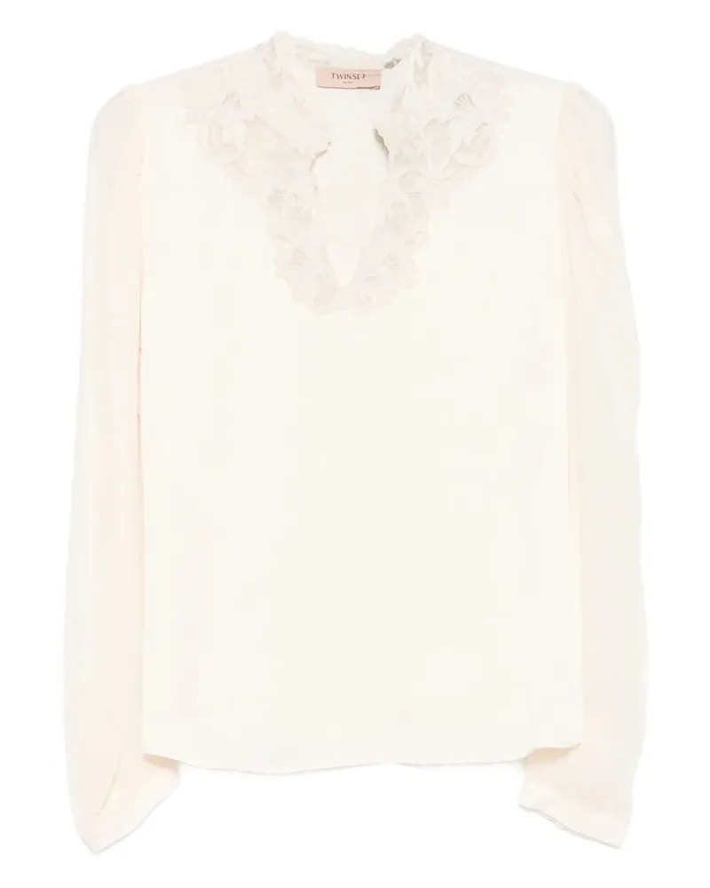 Twin-Set Bluse mit Spitzendetail - Nude Nude