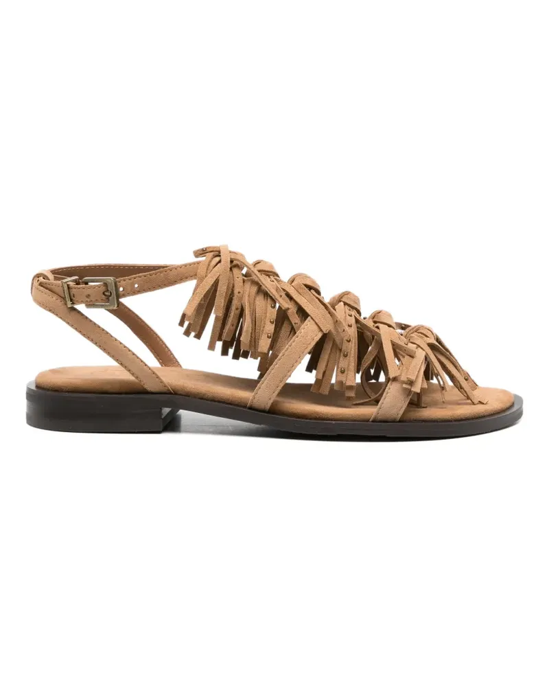 ash fringe-detailed suede flat sandals - Nude Nude