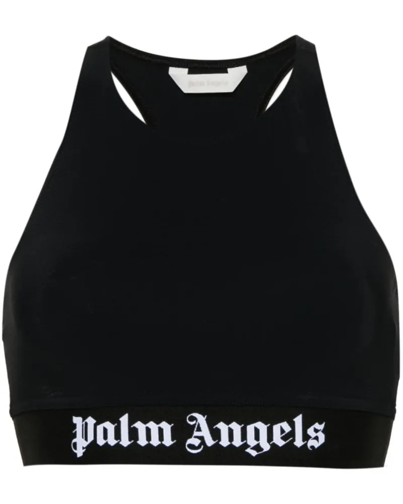 Palm Angels Cropped-Oberteil mit Logo-Streifen - Schwarz Schwarz