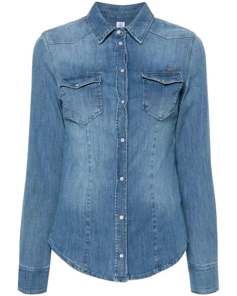 Liu Jo Jeanshemd mit Logo-Applikation - Blau Blau