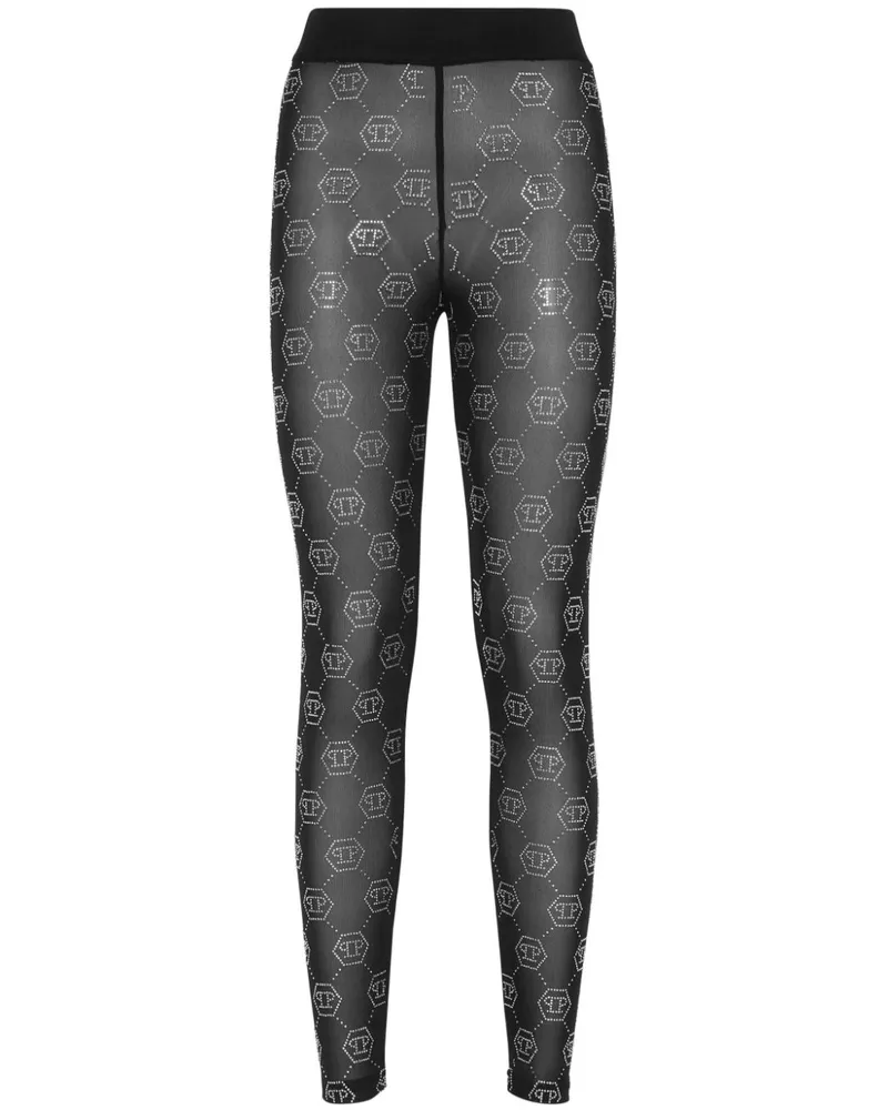 Philipp Plein Leggings mit Monogrammmuster - Schwarz Schwarz