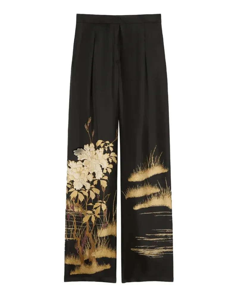 Max Mara floral-print palazzo pants - Schwarz Schwarz
