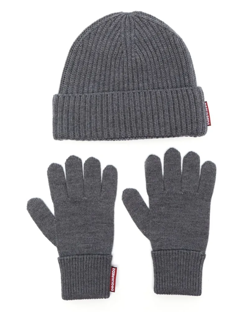 Dsquared2 Set aus Beanie und Handschuhen - Grau Grau